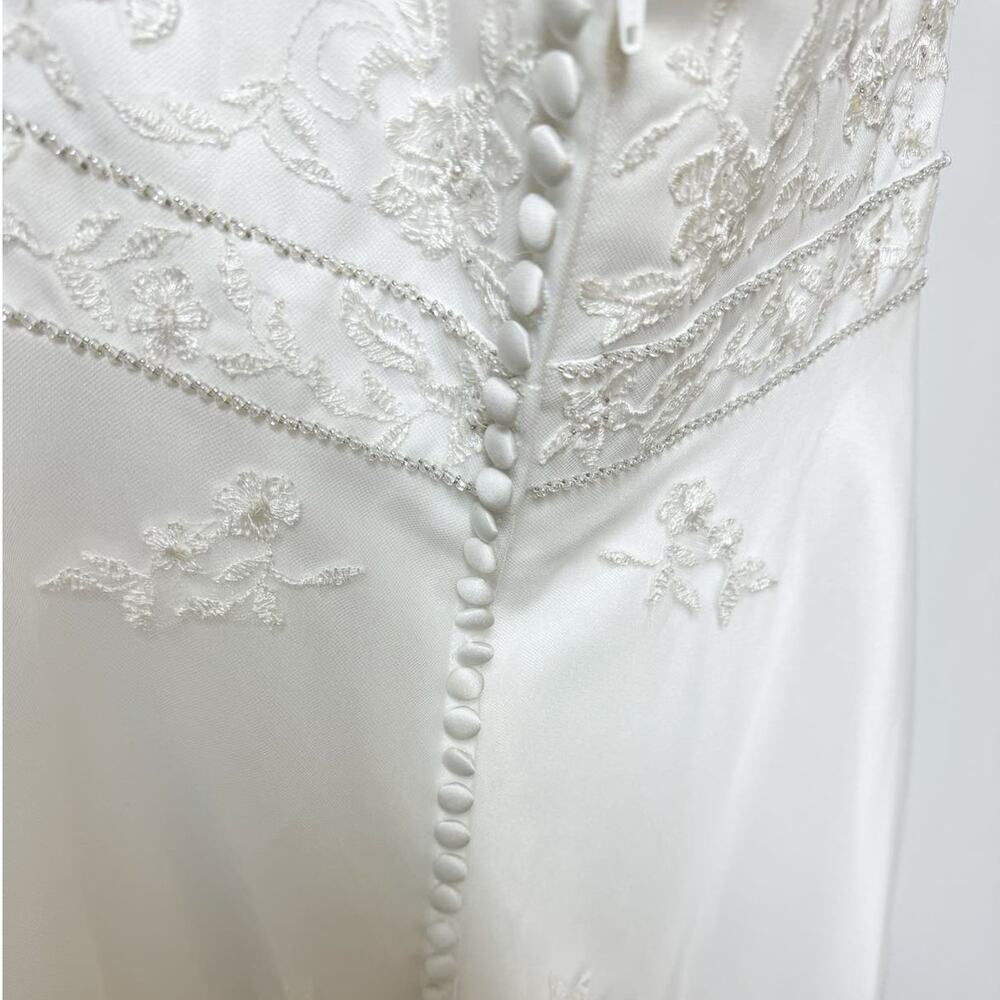 Galina Womens Satin Tulle Wedding Dress Strapless Button Back 12 - Picture 8 of 12